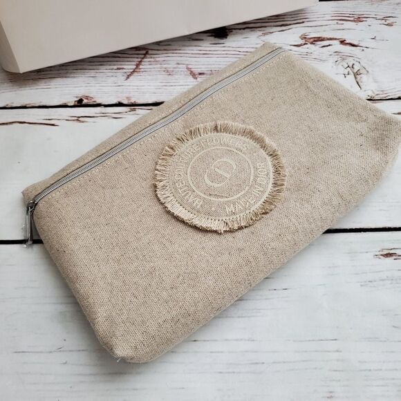 Dior Haute Couture Flowers Canvas Linen Pouch Cosmetic Bag Travel Case Clutch - Picture 2 of 6